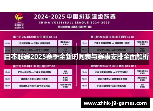 日本联赛2025赛季全新时间表与赛事安排全面解析